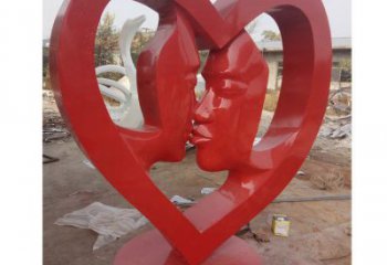 愛心雕塑展品，彩鋼制作，酒店烤漆愛心雕塑精品