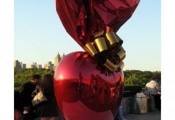 心形球雕塑供應，城區小品，烤漆心形球雕塑制造商