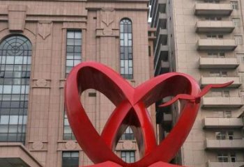 大型雙心雕塑公司制作，花園小品，不銹鋼雙心雕塑提供