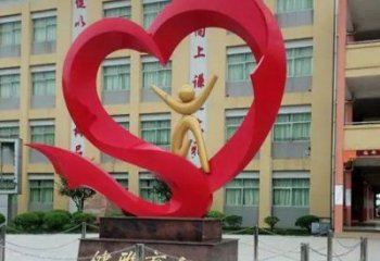 花園桃心雕塑批發，標識雕塑，展示不銹鋼桃心雕塑優選