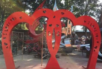 景觀心心相印雕塑定做，小區(qū)擺件，美陳雕塑制作