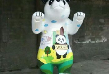 熊貓雕塑廠家，白鋼構件，別墅彩繪熊貓雕塑供求