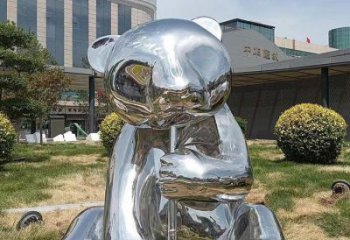 藝術熊貓雕塑承接，景區案例，公園不銹鋼熊貓雕塑定制