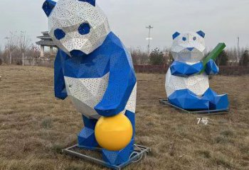 熊貓雕塑優選，多彩藝術，抽象切面熊貓雕塑選用