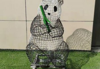 熊貓雕塑常用，公園小品，鏤空熊貓雕塑生產商