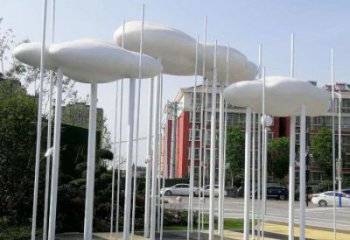 祥云雕塑承接，景區(qū)案例，公園不銹鋼祥云雕塑定制