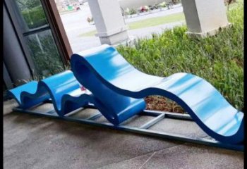 抽象造型坐凳雕塑，不銹鋼烤漆工藝效果