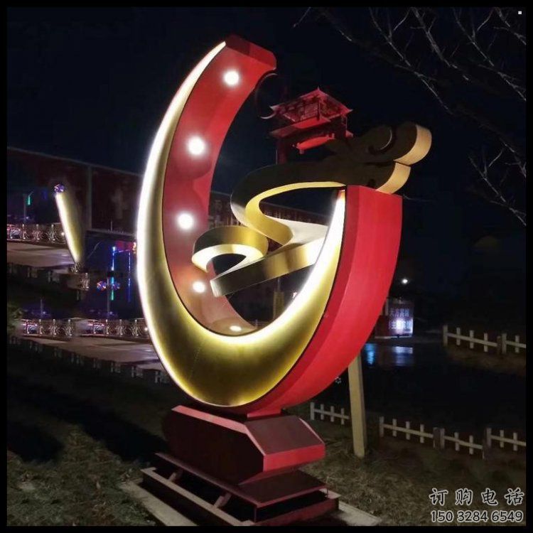 月亮雕塑觀賞型，街景小品，鏤空月亮雕塑主題常用