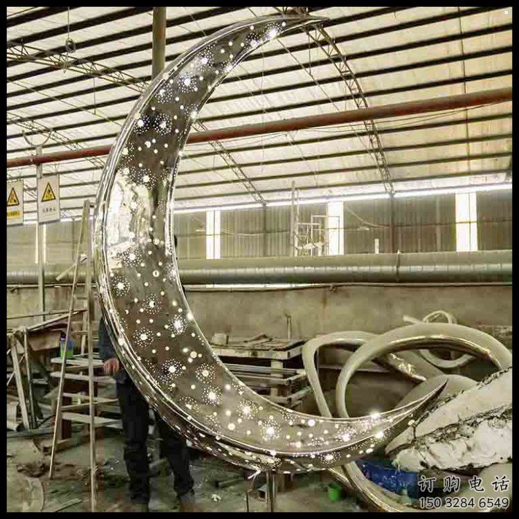 月亮雕塑造型供需，廣場雕塑，燈光鏤空月亮雕塑選用