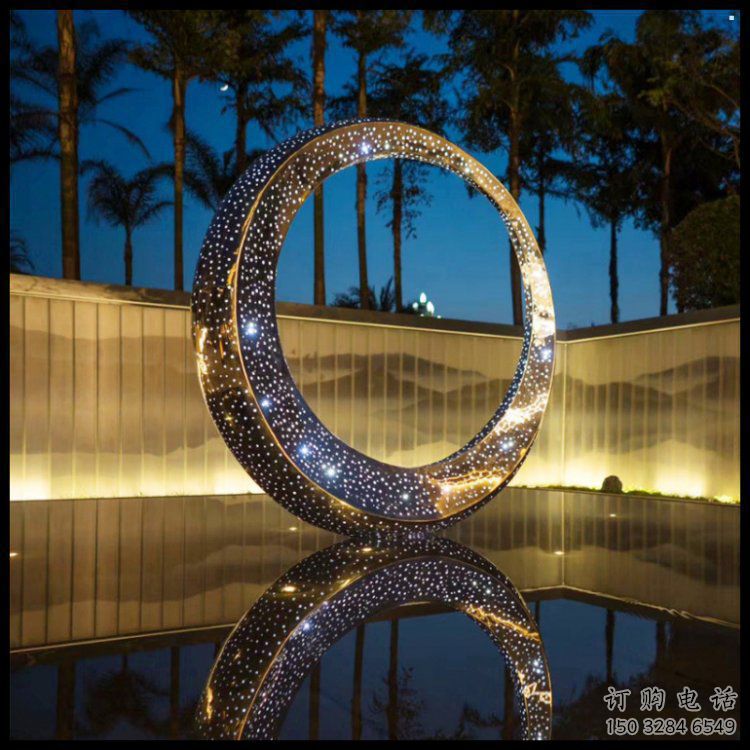 廣場(chǎng)月牙雕塑批發(fā)，廣場(chǎng)系列，鏤空月牙雕塑定價(jià)