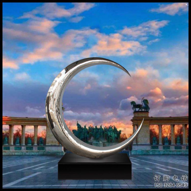 月牙雕塑精選，露天雕塑，景觀鏤空月牙雕塑訂做