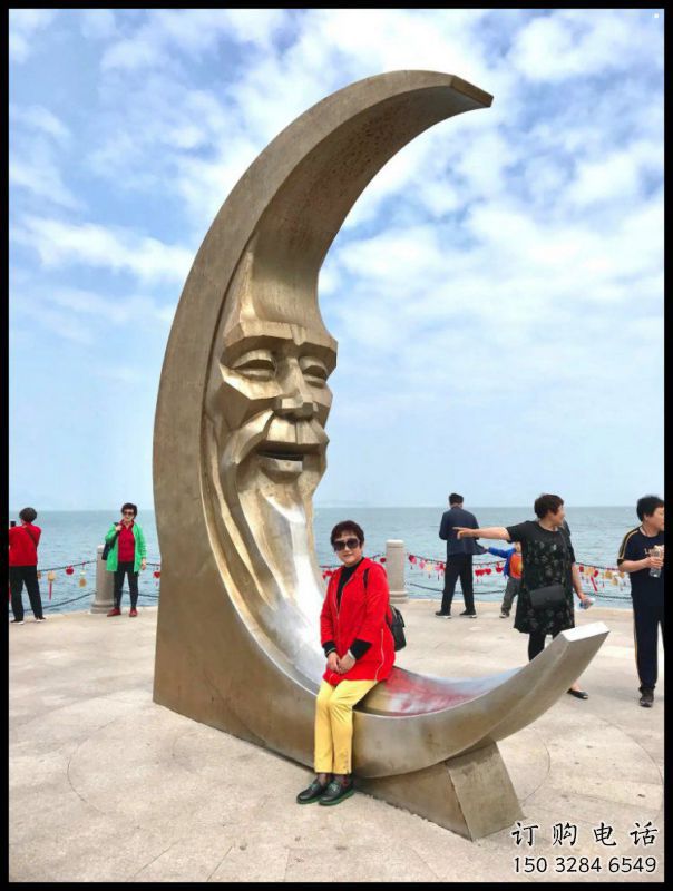 酒店月亮雕塑，鍍金歐式雕塑，仿古擺件