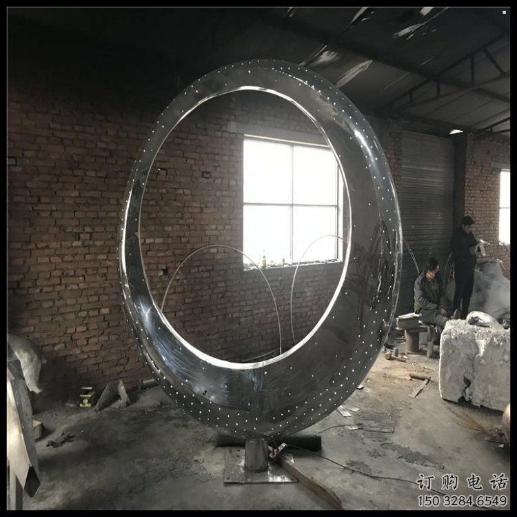 制造月亮船雕塑專供，地標擺件，不銹鋼月亮船雕塑訂做