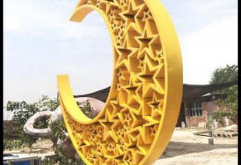 步行街月亮雕塑，鍛造景觀雕塑，鏤空方式