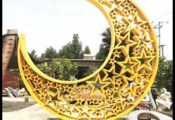 庭院月亮雕塑，鍍金歐式雕塑，網格形式