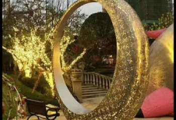 月亮雕塑批發(fā)，拉絲工藝，園林鏤空月亮雕塑承接