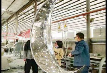 月亮雕塑制作專供，園林裝飾，建筑鏤空月亮雕塑批發(fā)