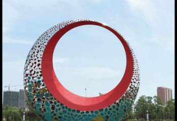 小區月牙雕塑，拉絲景觀雕塑，抽象效果