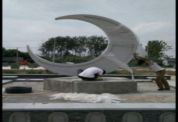 月亮雕塑精品，白鋼構(gòu)件，不銹鋼月亮雕塑供求