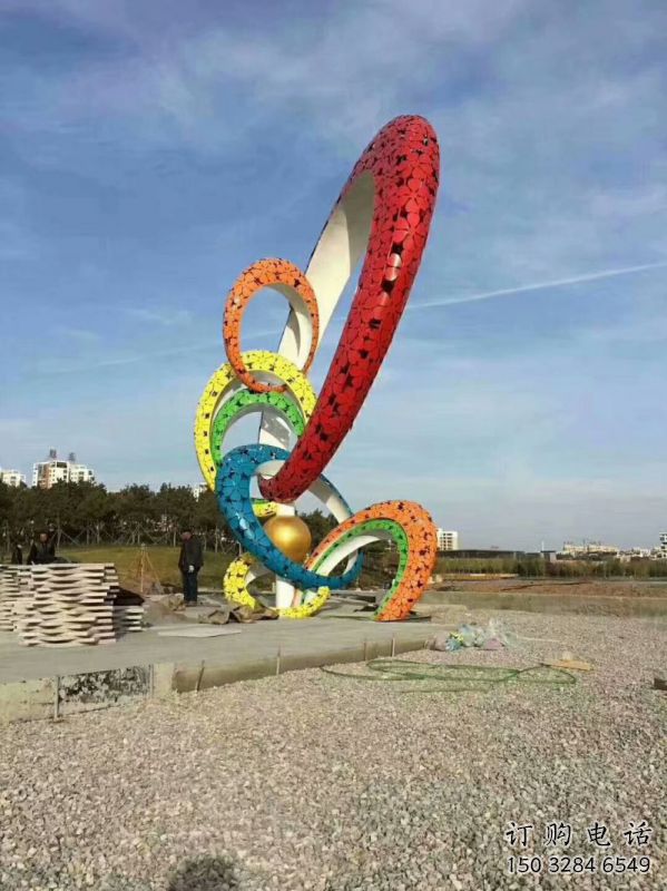 雙環(huán)雕塑擺件供需，彩鋼制作，大型不銹鋼雙環(huán)雕塑公司