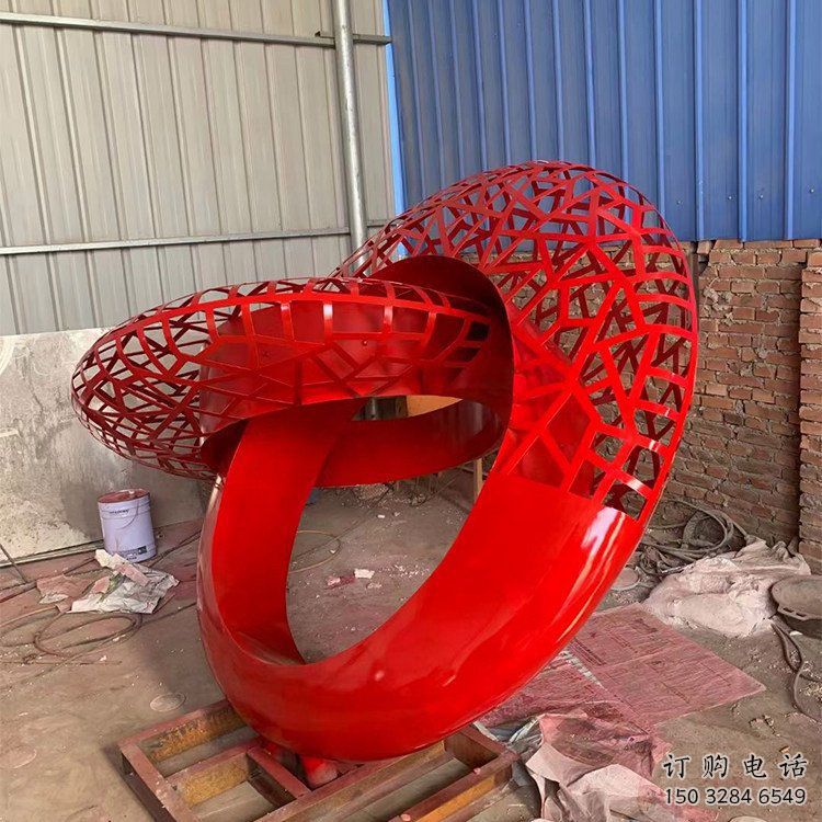 雙環雕塑預定，城區小品，不銹鋼雙環雕塑制造商