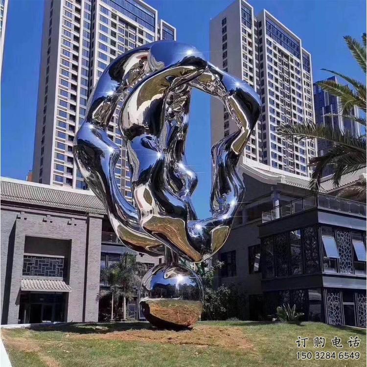 雙環雕塑制造商，鋼管組合，公共不銹鋼雙環雕塑優選