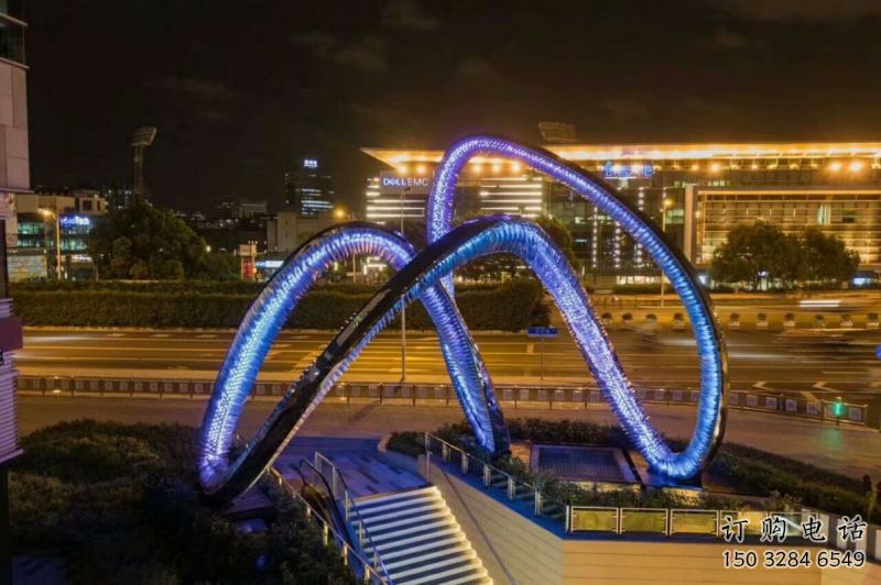 圓環(huán)雕塑供給，中式工藝，燈光圓環(huán)雕塑精品