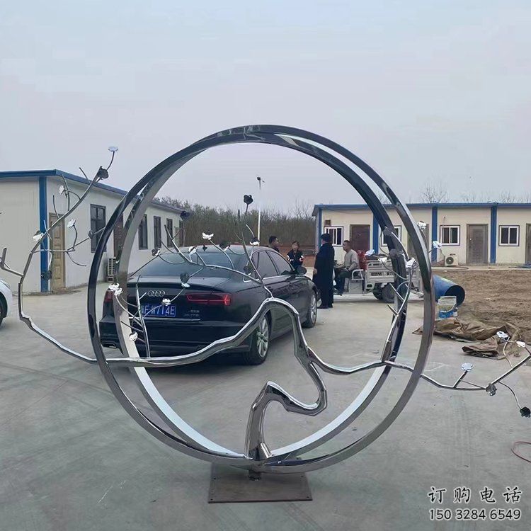 圓環雕塑，鏤空景觀雕塑，抽象效果