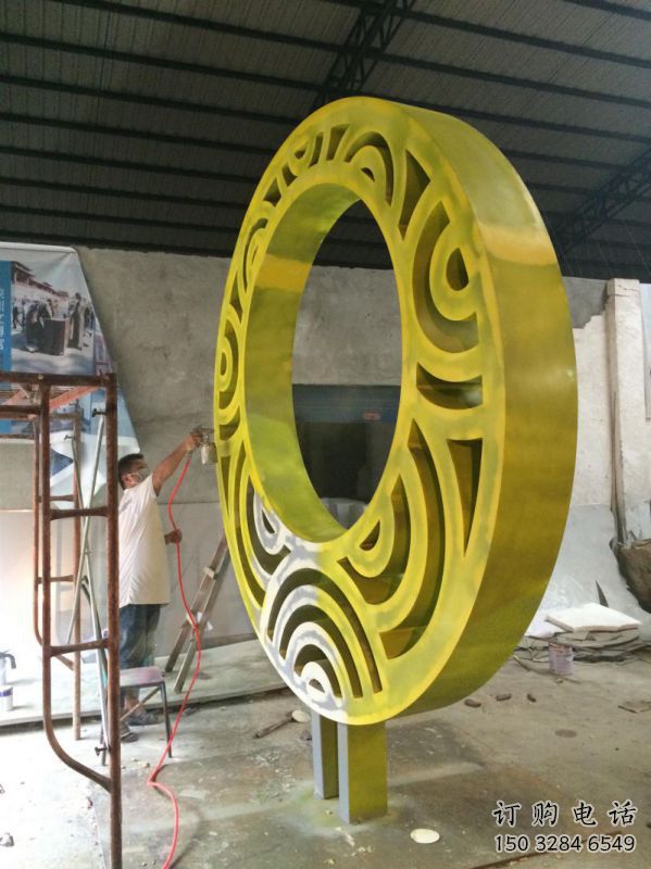 景觀圓環雕塑，烤漆景觀雕塑，鍛造工藝