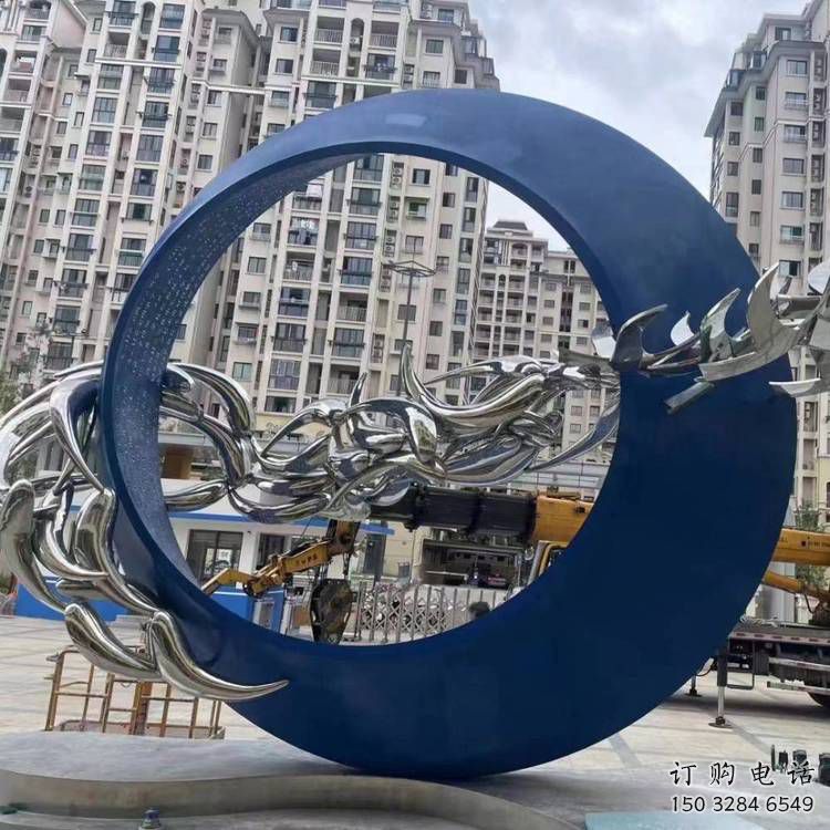 圓環雕塑訂做，城市雕塑，烤漆圓環雕塑專供