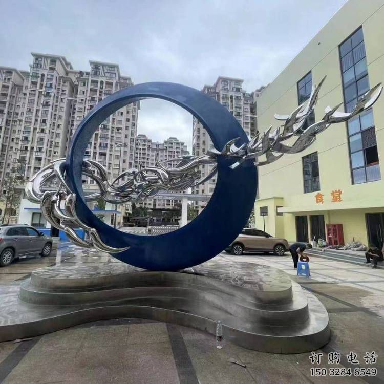 圓環雕塑定做，小區擺件，烤漆圓環雕塑制作