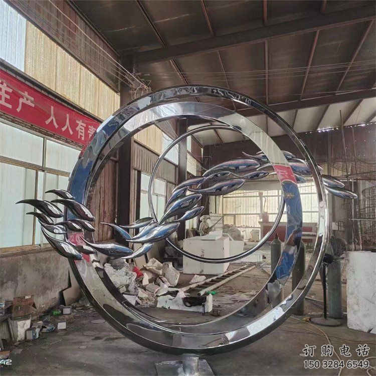 圓環(huán)雕塑觀賞型，廣場系列，民俗烤漆圓環(huán)雕塑優(yōu)選