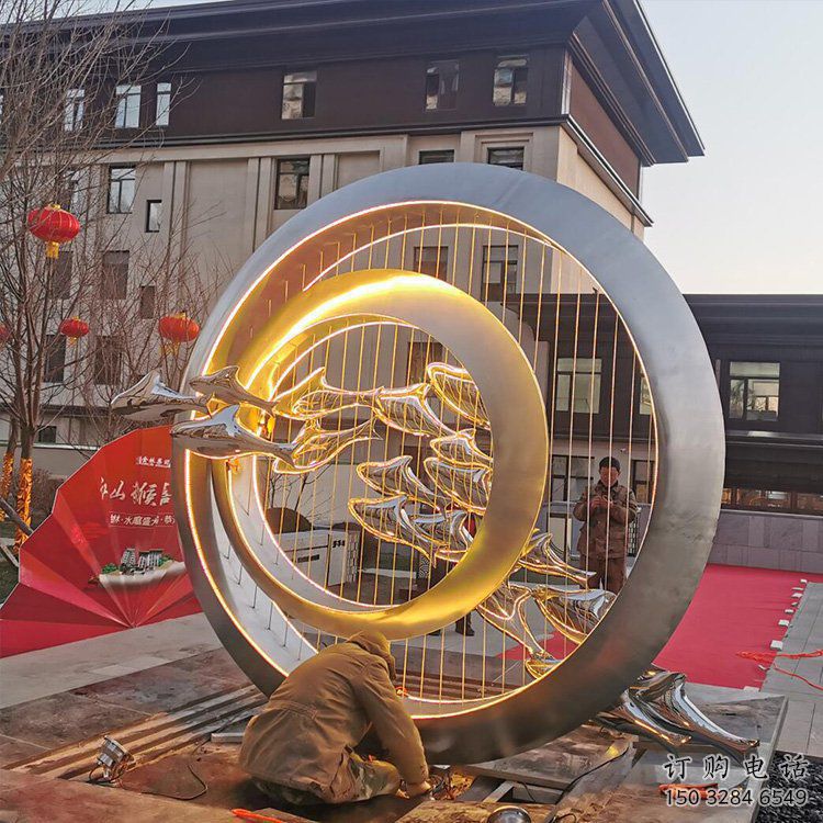 圓環雕塑精品，景觀概念，烤漆圓環雕塑通用