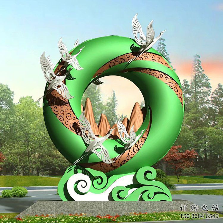 中式圓環雕塑定價，街頭雕塑，烤漆圓環雕塑精選
