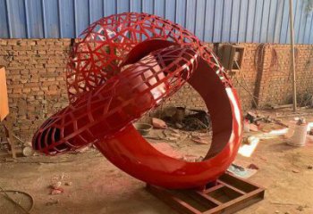 抽象雙環雕塑展品，小區雕塑，不銹鋼雙環雕塑制作精選