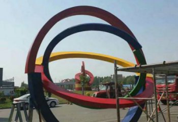 廣場雙環雕塑批發，廣場系列，不銹鋼雙環雕塑定價