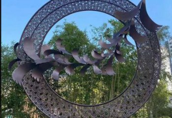 雙環雕塑提供，多彩藝術，中式不銹鋼雙環雕塑通用