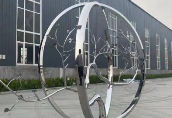 庭院圓環雕塑，鏡面歐式雕塑，網格形式