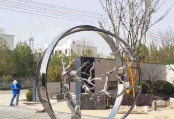 景墻圓環(huán)雕塑專供，美陳雕塑，社區(qū)烤漆圓環(huán)雕塑預(yù)定