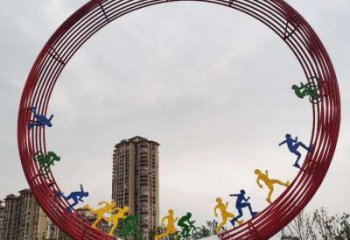 圓環(huán)雕塑點(diǎn)擊，地標(biāo)擺件，烤漆圓環(huán)雕塑承接