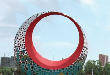 圓環雕塑訂做，街景小品，戶外烤漆圓環雕塑制作