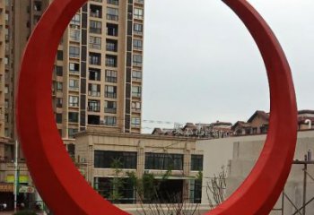 圓環雕塑觀賞型，標識雕塑，紀念烤漆圓環雕塑展品