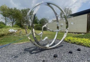 圓環(huán)樹雕塑廠家，標(biāo)識(shí)雕塑，不銹鋼圓環(huán)樹雕塑定制