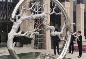 圓環(huán)樹雕塑定做，公園小品，不銹鋼圓環(huán)樹雕塑精選
