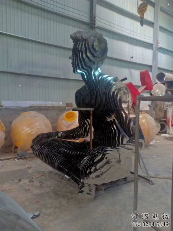 抽象鏤空人物雕塑定制，中式工藝，鐵藝片狀人物雕塑優價