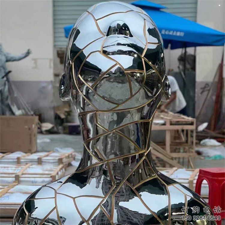 白鋼人頭像雕塑制造商，鋼管組合，鏡面人頭像雕塑優(yōu)選