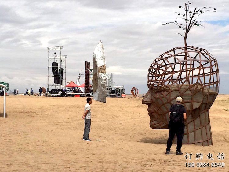 鏤空人頭像雕塑供應，城區小品，鐵藝人頭像雕塑制造商