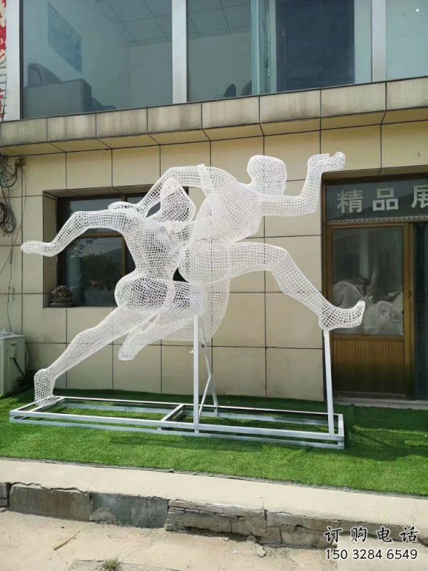 鏤空體育雕塑供求，白鋼構件，鐵藝人物雕塑觀賞型