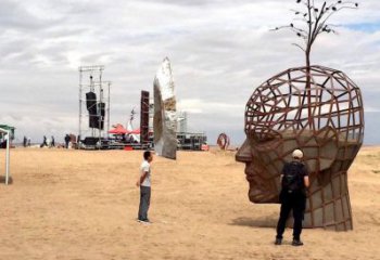 鏤空人頭像雕塑供應(yīng)，城區(qū)小品，鐵藝人頭像雕塑制造商