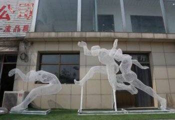 鏤空體育雕塑常用，公園小品，鐵藝運動人物雕塑生產商